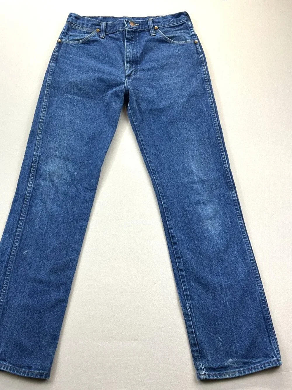 Wrangler Straight Jeans Mens Size 32x33 Blue Denim Vintage 13MWZ Made in USA